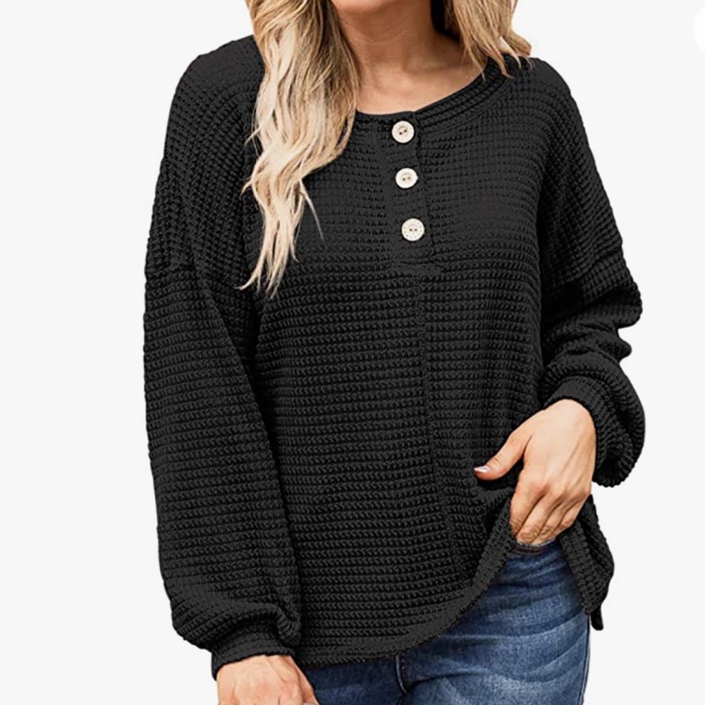 Black Crewneck Sweatshirt Tunic Size Large NEW